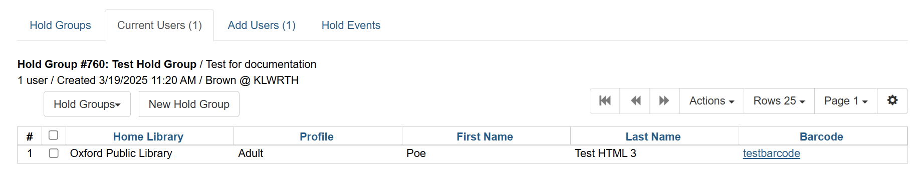 current users tab