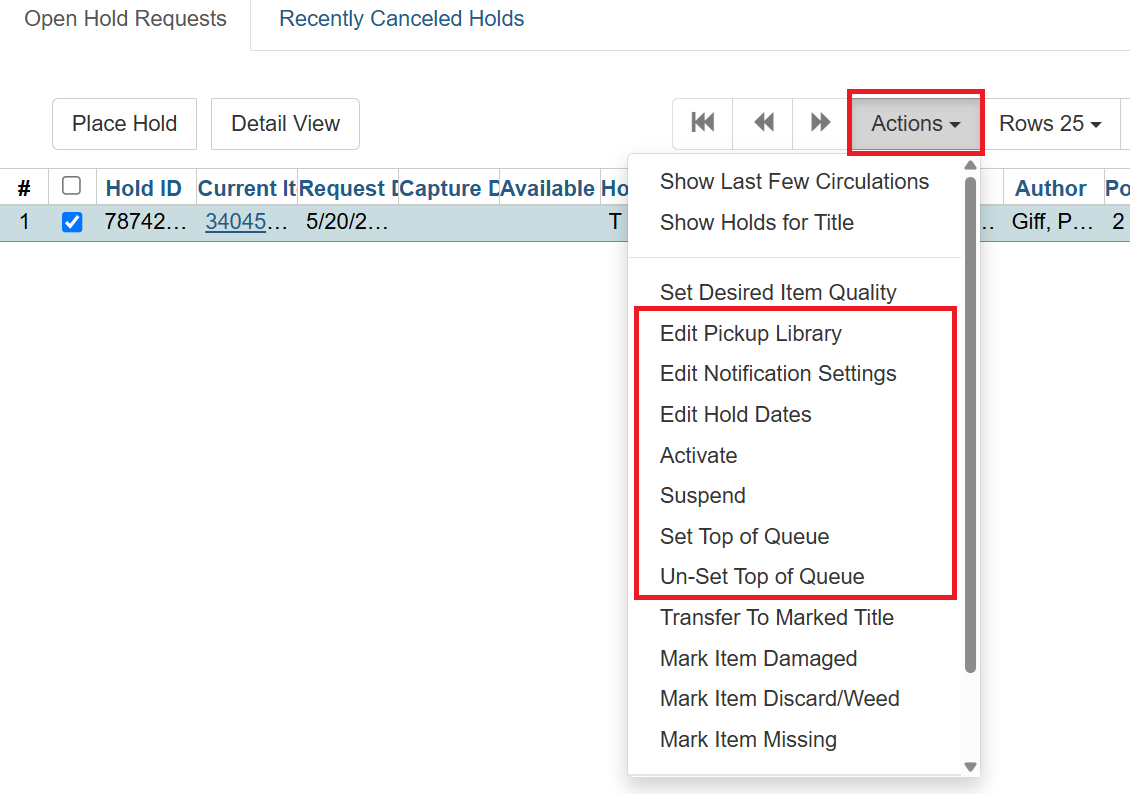 manage holds