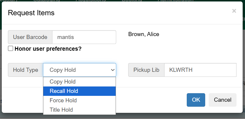 recall hold
