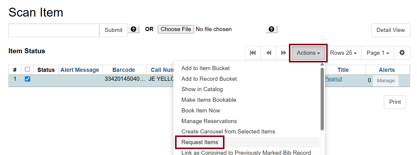 request items