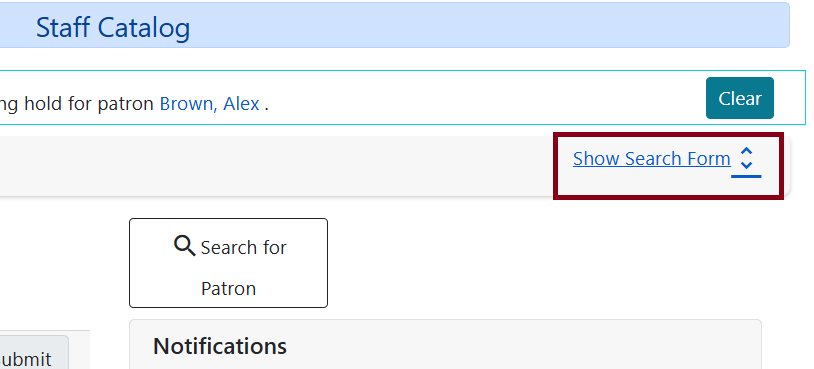 show search form