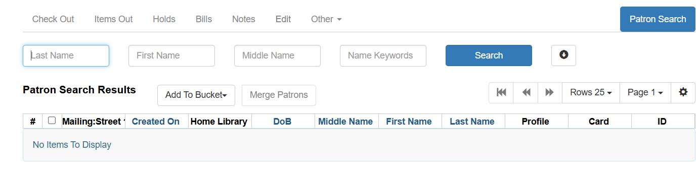 patron search basic