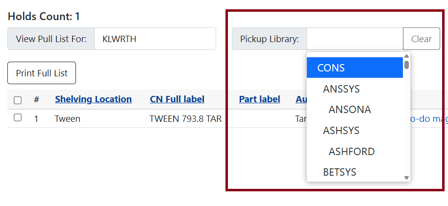 pickup lib filter