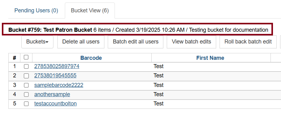 selected bucket