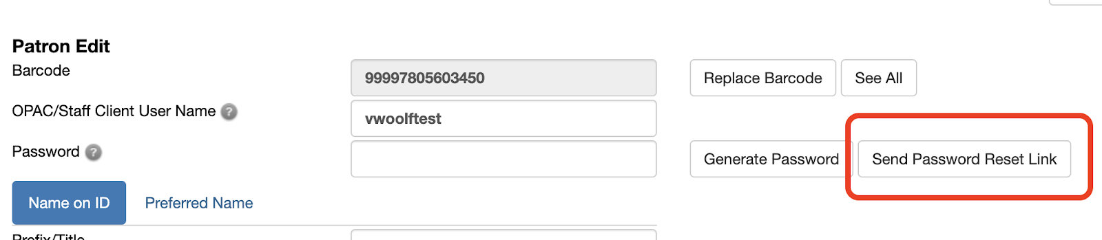 password reset