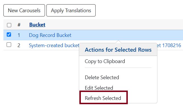 refresh selected