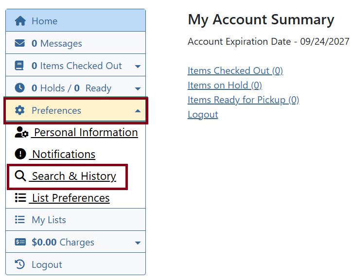 search history