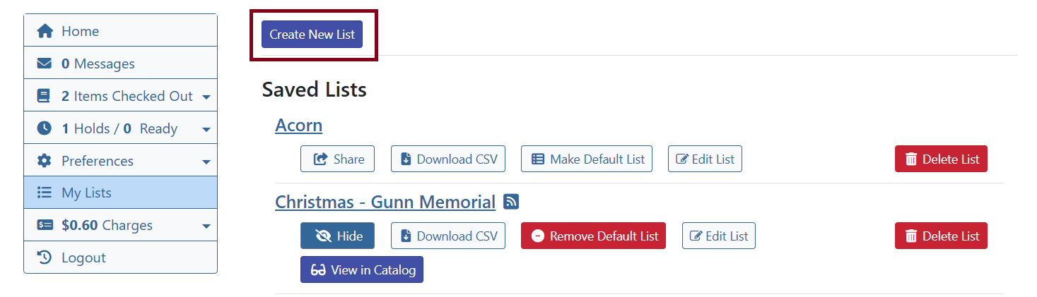 create list button