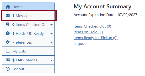 messages my account