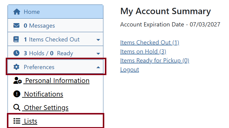 list preference