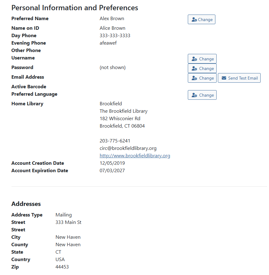 personal info