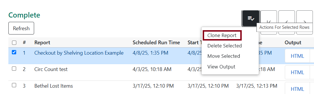 clone report output