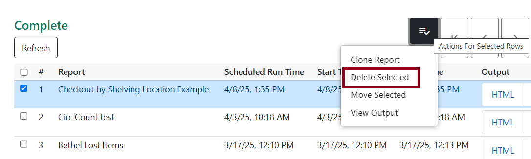 delete output