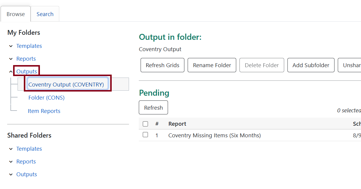 output folders