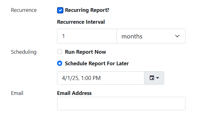 recurring one month